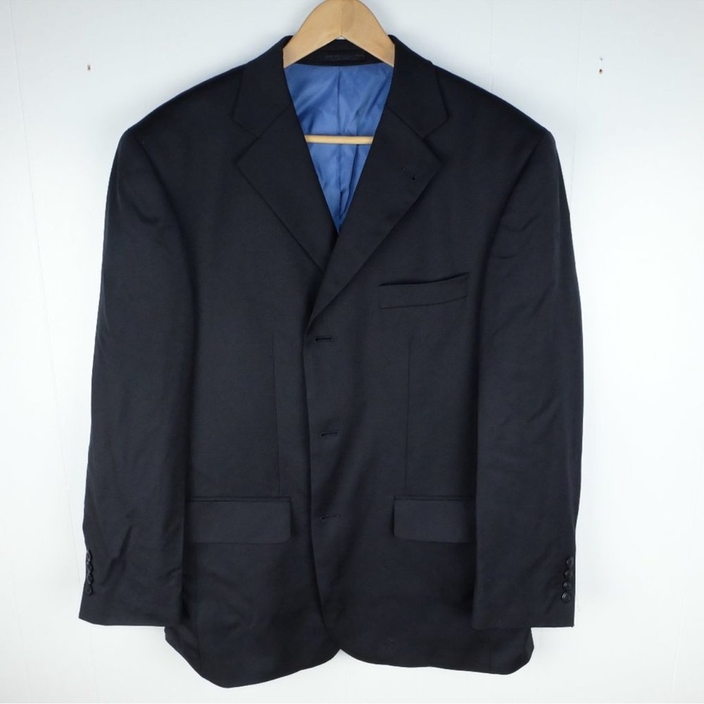 Bellissimo Men’s Navy Blue 100% Wool Three Button Classic Blazer Jacket